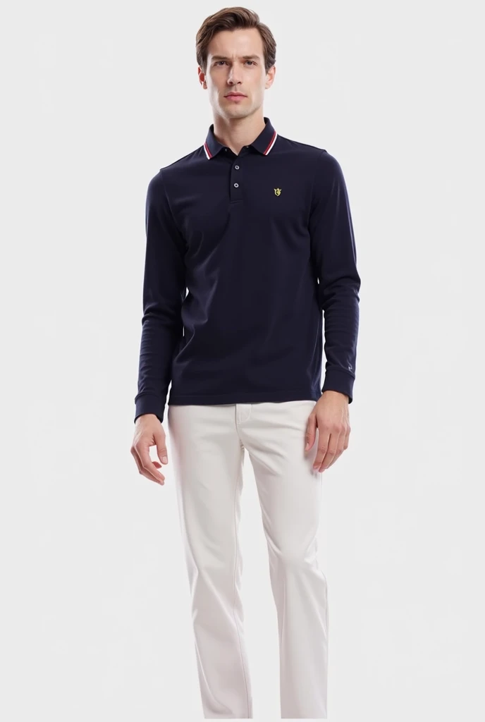 one  men, Grinning, shapely physique, Polo shirt, studio style photo.