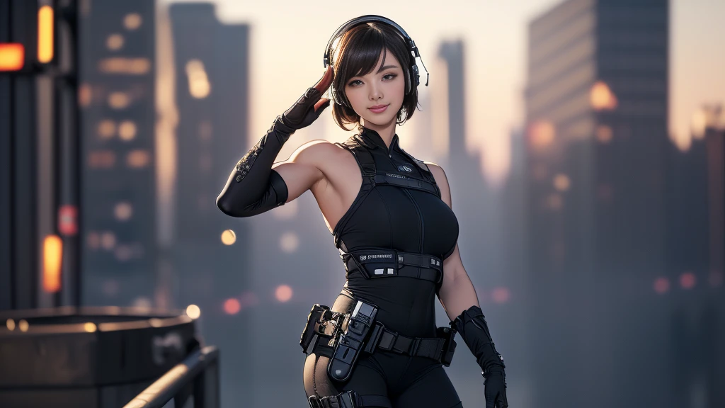 (((masterpiece:1.5),(highest quality:1.5),(Very detailed:1.5),(High resolution:1.5),(Realistic:1.5),(Realistic:1.5),(Delicate depiction),(Gentle colors))),8k,wallpaper,BREAK(One Woman),((Upper body close-up:1.5)),(front:1.5),Japanese,(Short Bob),(Silver Hair),(Beautiful Hair:1.5),(Shiny Hair:1.3),(Detailed hair drawing:1.2),((Looking at me:1.5)),BREAK(((Navy blue tactical ????????:1.5))),((Tactical Headset:1.5)),((Detailed drawing of the costume:1.5)),(Fine skin:1.5),(Shiny skin:1.3),(Beautiful Face:1.5),(Cute Face:1.5),(A serious face:1.5),BREAK(???????????:1.2),(((Muscular:1.5))),((???? Looks:1.5)),((Cyberpunk atmosphere:1.5)),(The background is the city:1.5),(faint light:1.5),(((Blur the background:1.5)))