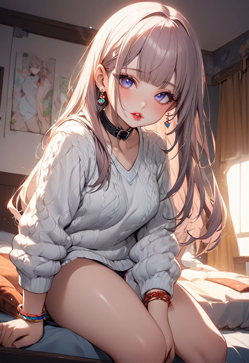 (best quality, highres:1.2), beautiful illustration, smart girl, pastel colors, fluffy cat ears, silver long hair, bright lights, light pink eyes.