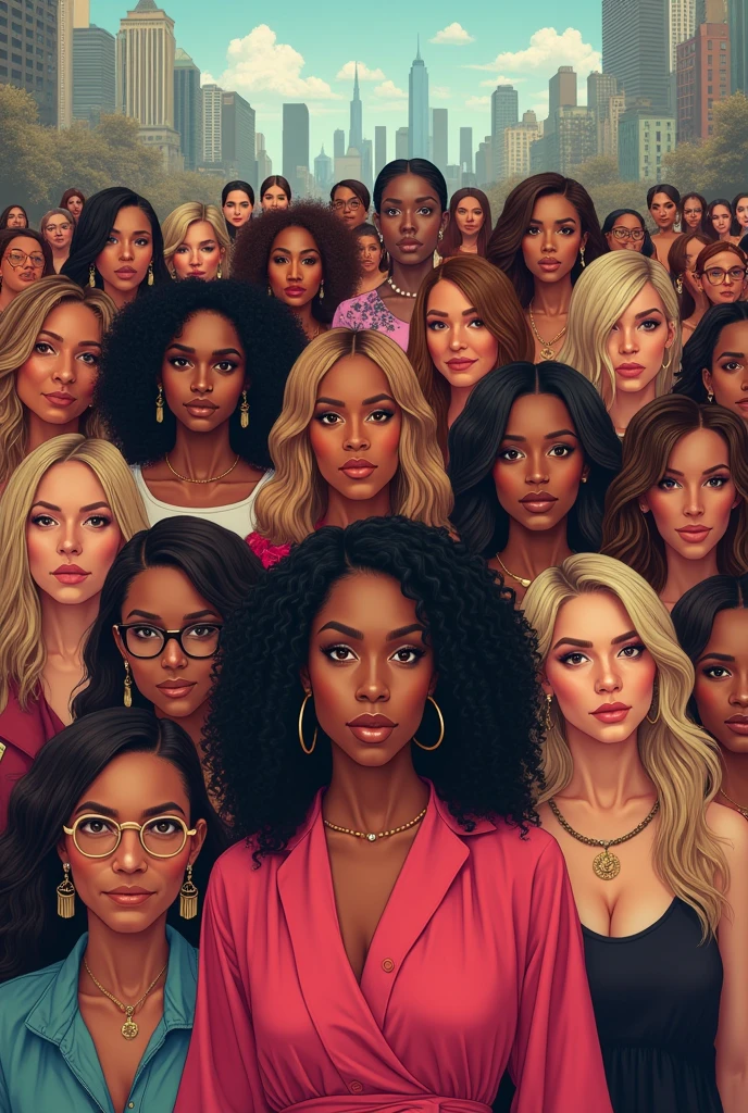 Family picture pose, three women by a picture background, realistic artstyle, the Caucasian girl in the center is nude, on her knees, the women off center are standing two muscle bound big bone african american women - standing, in business suits, sexual domination pose, realistic style, official fanart, realism artstyle, hyperrealistic teen, high quality fanart, artwork, conversing, 8k, realistic art style, passionate sexy poses, 3 young and beautiful women, detailed realistic expressions, realistic picture, all characters are 18+ years old, lesbian experience, white skinned woman needs for black skinned women to dominate her, white skinned woman is desperate for them to dominate her again after the picture will be taken, wet lips, wet pussy, wet nipples, kiss marks, two black skinned women, they are identical twins, they stand over Caucasian girl. young busty blonde between them on knees, in photo studio black skinned women are smiling at white skinned woman. no one is looking at the view