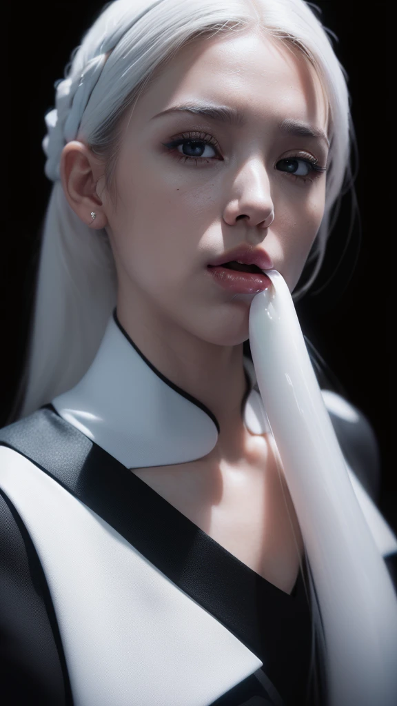 Fashion model 20 years old [[[[closeup cleavage]]]], [[[[]]]], [[[[Cole]]]], [[[[bshoulders]]]], perfect  eyes, Perfect iris，perfect lips，perfect teeth，Perfect Skin，soft front lighting，Glowing light，HighDynamicRange，Pure white costume，tee shirt，(facial closeups)，4K Ultra HD, 超高分辨率, (force: 1.4), Best quality at best，tmasterpiece，Ultra-diluted，（pastel colour：1.2）