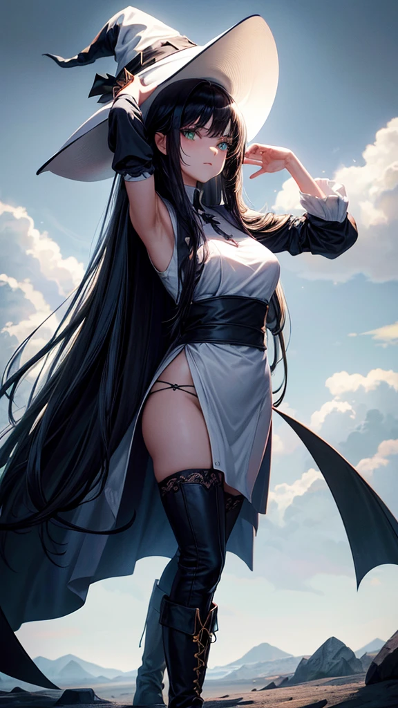 top-quality、Full limbs、complete fingers、One beautiful woman、Beautiful Large Breasts、Black hair、straight haired、Halloween Party、(((Woman with bandages on her body like a mummy)))、Halloween Cosplay、Naughty Poses、Naughty face、Rear view、Composition seen from behind