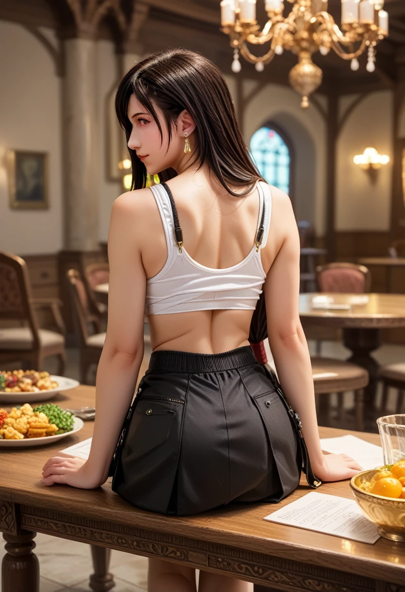 {{{nsfw:1.5}}},(Golden Ratio,Tabletop, Best Quality, Best Quality, beautifully、beautiful:1.2), Very detailed, {{looking back:1.5}},colorful,Best details, (adult,1,One Girl, Alone, Final Fantasy 7 Tifa:1.5, Tifa&#39;s Costume, Big Breasts:1.3 , 20m 股上mini skirt, Spread your legs:1.4,{{{Skirt flip:1.5, Showing off embroidered micro pants:1.4,Camel Toe:1.25}}},Thigh-high boots,T-back panties with gorgeous red embroidery、With detailed embroidery, gem,A look of contempt,See the trash,Red cheeks:1.2,Trying to trample,From directly below:1.5,Red eyes, Detachable collar, brooch, White shirt, Clevis, abdomen, mini skirt, Thigh-high boots, Oda Non style, Look back over your shoulder:1.4,