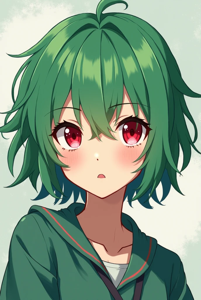a drawing of a woman with green hair and a white shirt, Anime-Moe-Kunststil, Hatsune Miku kurze Haare, Anime girl with teal hair, 2D-Anime-Stil, Demon Slayer Rui Fanart, Fubuki, Charakter im Anime-Stil, Tatsumaki von One Punch Man, inspiriert von Rei Kamoi, Im Anime-Stil, green hair, sultry grin