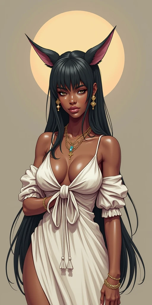 score_9, score_8_up, score_7_up, score_6_up, score_5_up, score_4_up, African American, 1woman, ((dark-skinned)), Very long hair, braids hazel eyes, brown hair, gold hoop earrings , golden necklace, white see through top, large breast, perky cleavage, nipples,  perfect lighting, portrait, closeup, realistic, highly detailed 