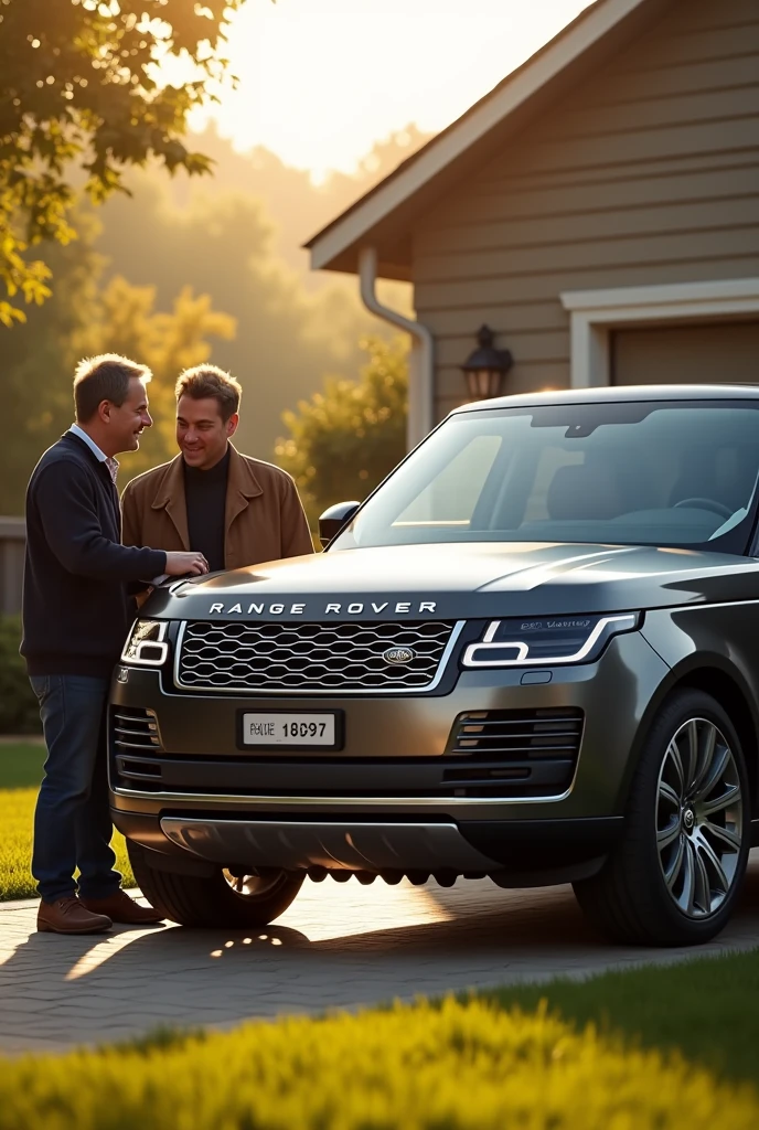 Range Rover Dad A son showing his father that he bought a range rover car for him ...