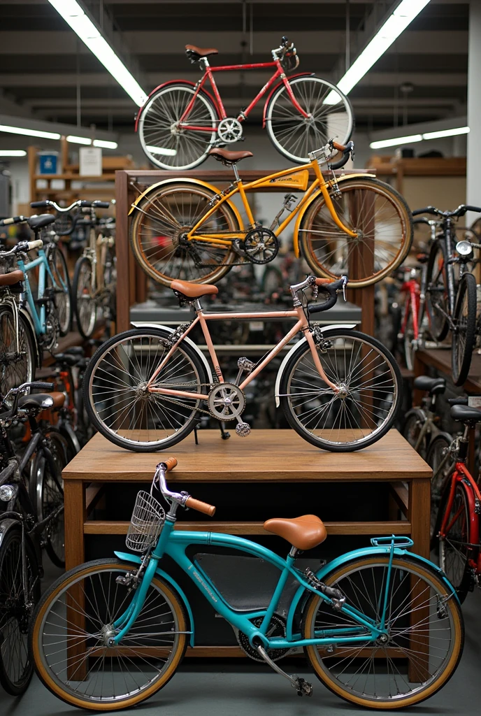 a nude costumer in a bicycle shop