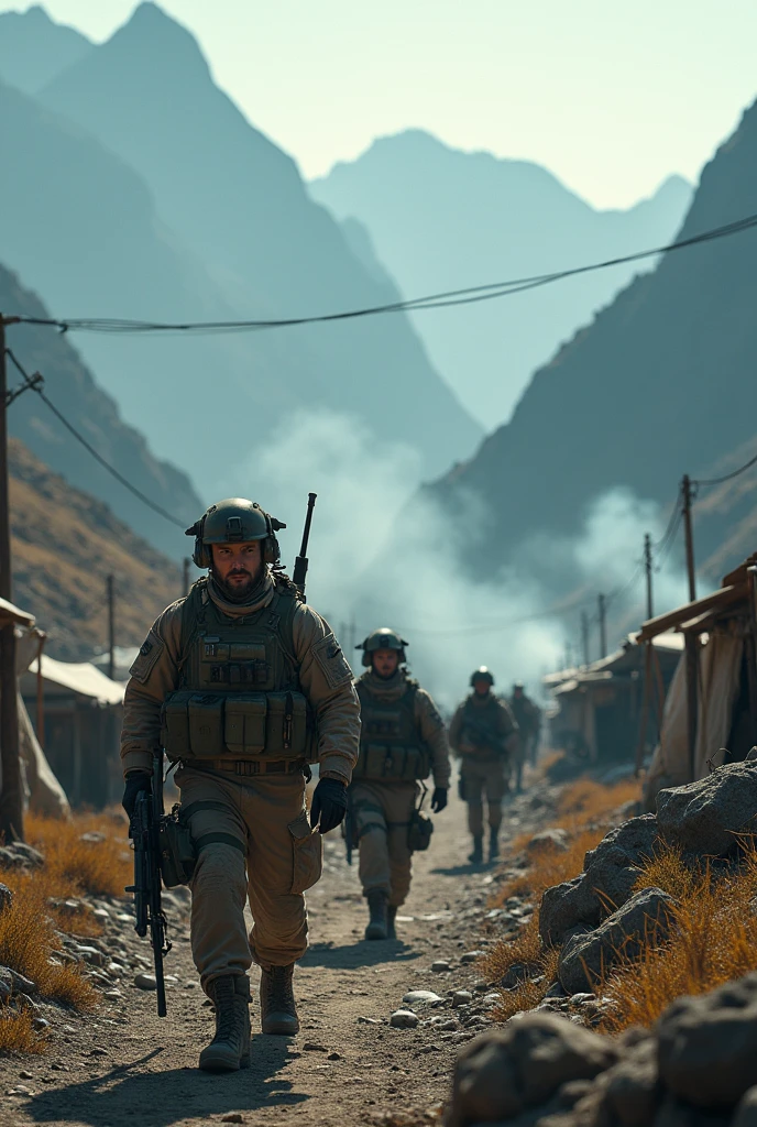 army camp low angle 4k cinematic 