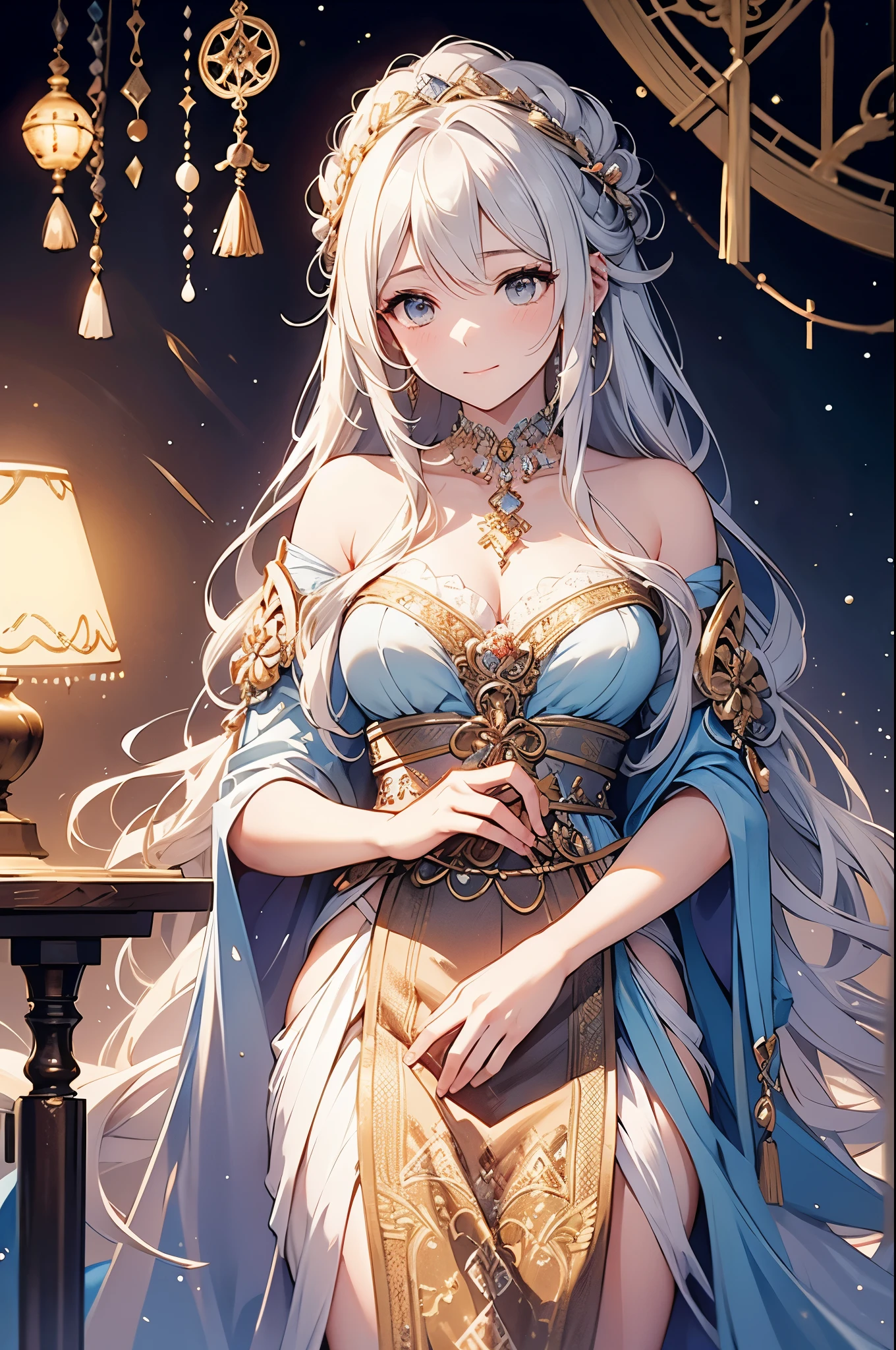 ((Finest quality)),(超A high resolution),(ultra-detailliert),(Meticulous portrayal),((Best CG)),(Finest works of art),Ultra-Precision Art,The art of astounding depiction, ((gorgeous:1.5)),(A queen:1.5),(Beautiful pure white dress with detailed and detailed:1.5),(Sparkling crown:1.4),Wang Wat,a throne, Sparkle like crystal