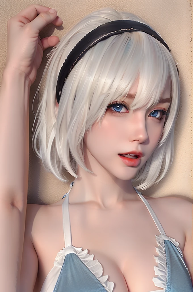 (Highest quality,High resolution,masterpiece:1.2),4K,8K,cowboy shot、Enlarge your eyes、Beautiful, clearly defined eyes、Highly detailed eyes and face、Draw your finger firmly、ahegao、Kindergarteners、(6 year old girl)),Small breasts、flat chest、 {{{{Small breasts}}}},Super large nipples、Super large areola、 Plump thighs、Completely naked、Silver Hair、Frame your face、Bobcut、Spread your legs、No underwear、Creampie、Shaved、full body、