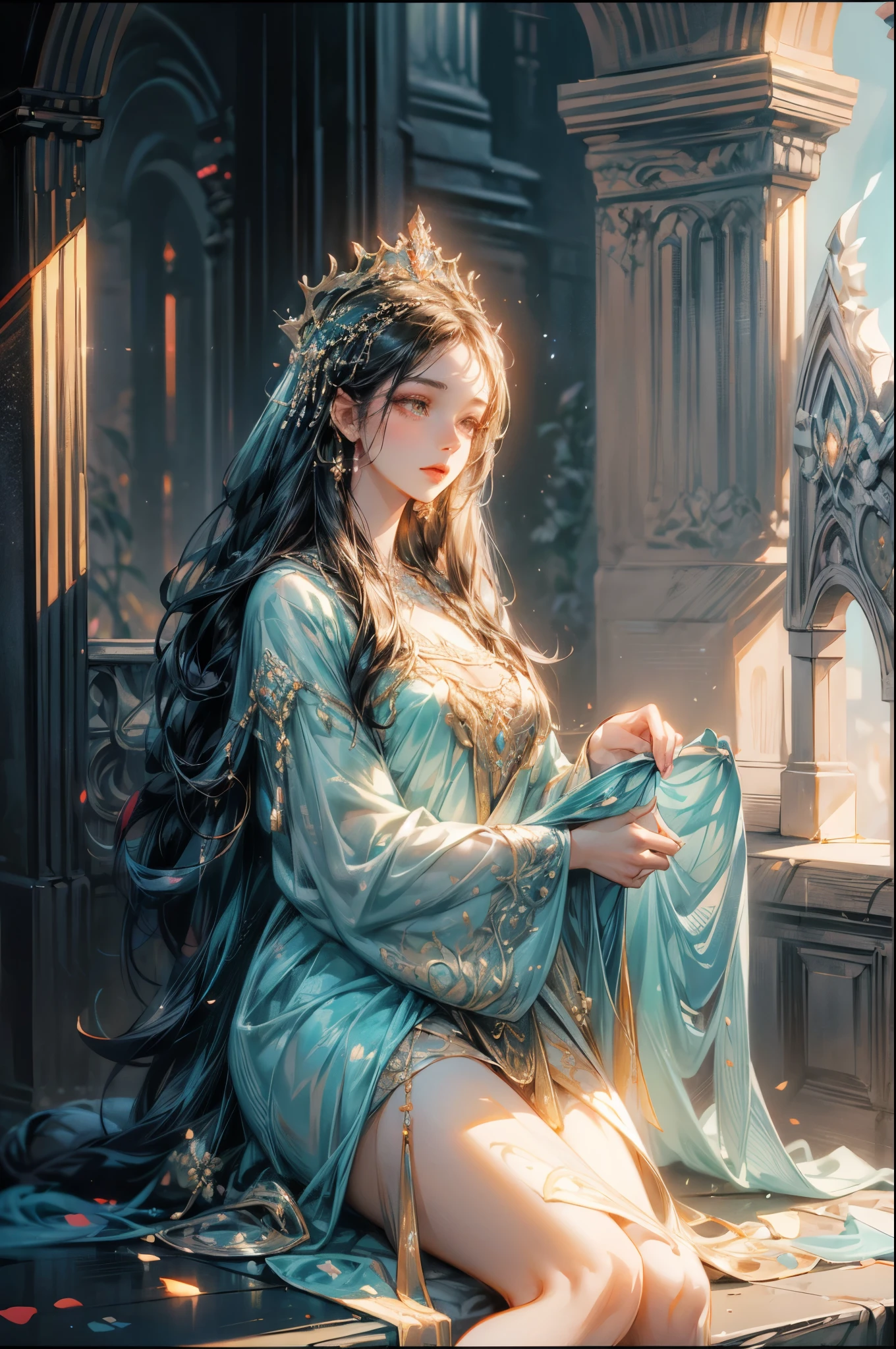 a beautiful goddess, detailed face, striking eyes, ethereal beauty, flowing hair, elegant pose, glowing skin, intricate details, divine presence, fantasy landscape, dramatic lighting, vibrant colors, cinematic composition, digital art, octane render, highly detailed, photorealistic, award winning art