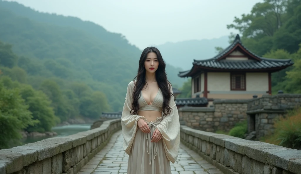Naked Araffe woman standing on a hill with a mountain view., Ethereal beauty, Amazing ethereal form, nivanh chanthara, beautiful oriental woman, beautiful and beautiful, traditional beauty, Eastern fantasy, asian women, Take beautiful photos, Goddess Shooting Movies, fantasy photoshoot, Very beautiful and ethereal, asian women, fantasy photoshoot