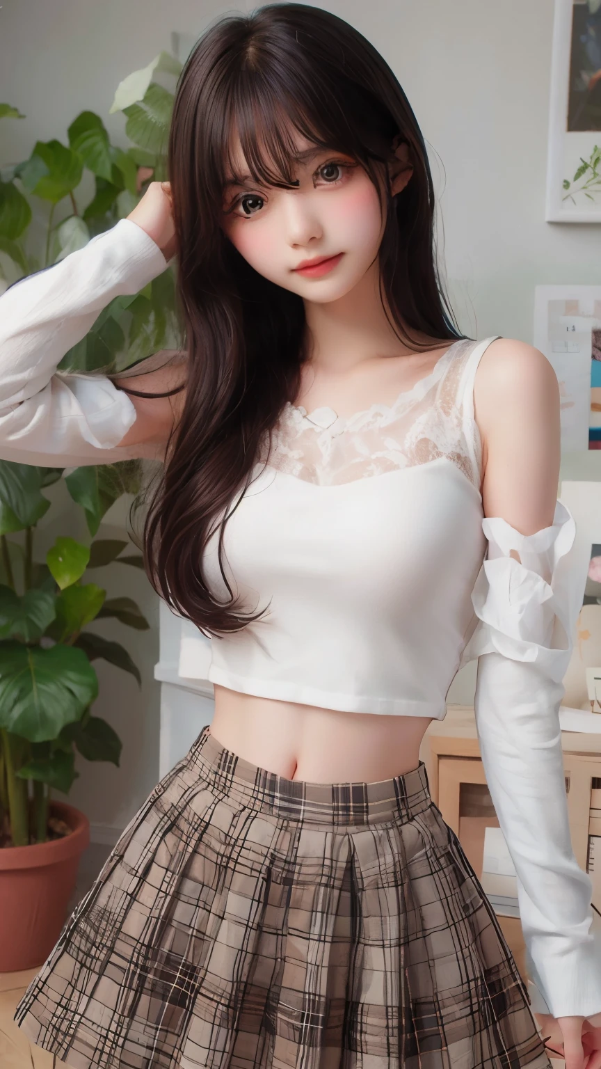 ((sfw: 1.4)),((detailed face, professional photography)), ((sfw, lace queen, grid girl, skirt, sleeveless, 1 Girl)), Ultra High Resolution, (Realistic: 1.4), RAW Photo, Best Quality, (Photorealistic Stick), Focus, Soft Light, (( (young face))), (surface), (depth of field), masterpiece, (realistic), woman, bangs, ((1 girl))