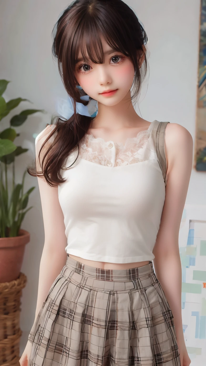 ((sfw: 1.4)),((detailed face, professional photography)), ((sfw, lace queen, grid girl, skirt, sleeveless, 1 Girl)), Ultra High Resolution, (Realistic: 1.4), RAW Photo, Best Quality, (Photorealistic Stick), Focus, Soft Light,  (( (young face))), (surface), (depth of field), masterpiece, (realistic), woman, bangs, ((1 girl))