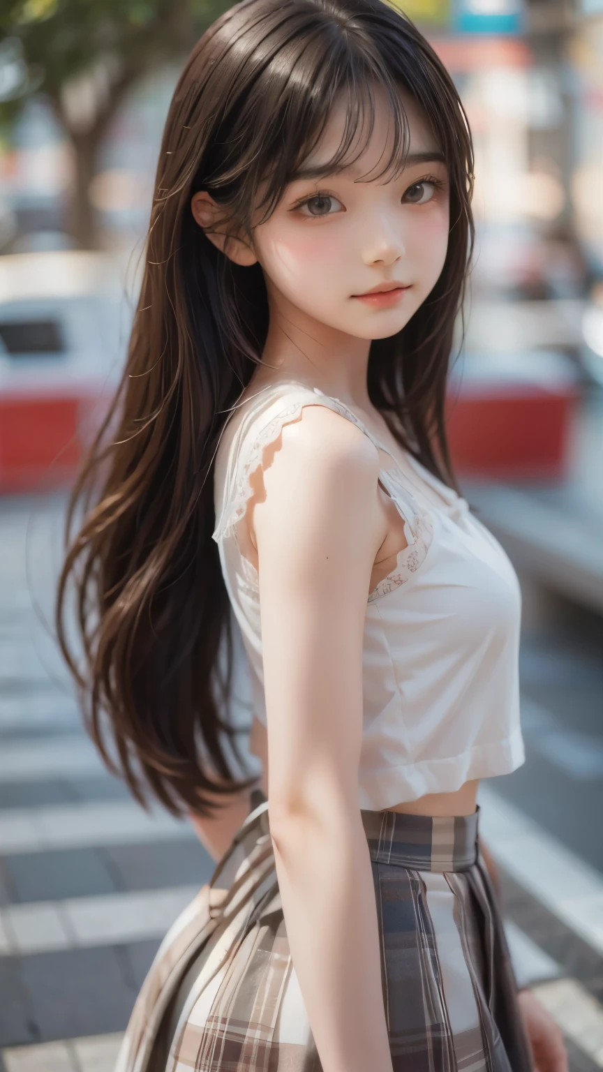 ((sfw: 1.4)),((detailed face, professional photography)), ((sfw, lace queen, grid girl, skirt, sleeveless, 1 Girl)), Ultra High Resolution, (Realistic: 1.4), RAW Photo, Best Quality, (Photorealistic Stick), Focus, Soft Light,  (( (young face))), (surface), (depth of field), masterpiece, (realistic), woman, bangs, ((1 girl))