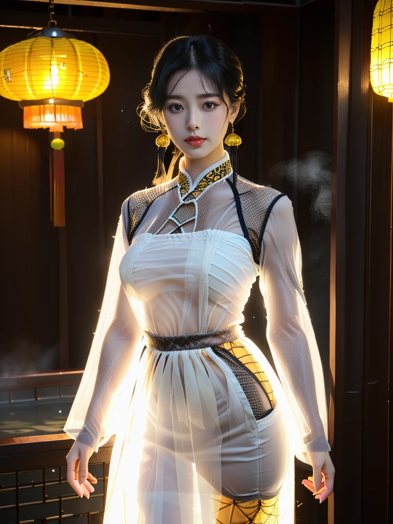 RAW, masterpiece, super fine photo, best quality, super high resolution, realistic, moonlight, night, a beauty, short hair, delicate facial features, perfect face, big breasts, huge breasts, cleavage, yellow rune paper pasted on the face, a lot of Taoist rune paper pasted on the body, Qing dynasty official hat, belly pocket, female zombie, Hong Kong lam cheng ying zombie movie character, pale skin, fair skin, shiny skin, vampire teeth, amazing beauty, dynamic pose, delicate face, abandoned warehouse background, messy, gorgeous, high detail skin, Realistic skin detailing, sharp focus, volumetric light, 8k UHD, DSLR, high quality, film grain, realism