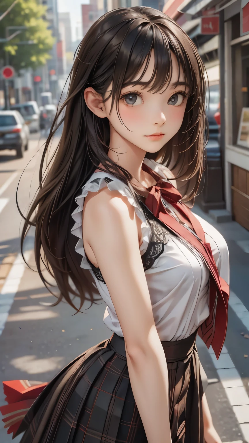 ((sfw: 1.4)),((detailed face, professional photography)), ((sfw, lace queen, grid girl, skirt, sleeveless, 1 Girl)), Ultra High Resolution, (Realistic: 1.4), RAW Photo, Best Quality, (Photorealistic Stick), Focus, Soft Light,  (( (young face))), (surface), (depth of field), masterpiece, (realistic), woman, bangs, ((1 girl))