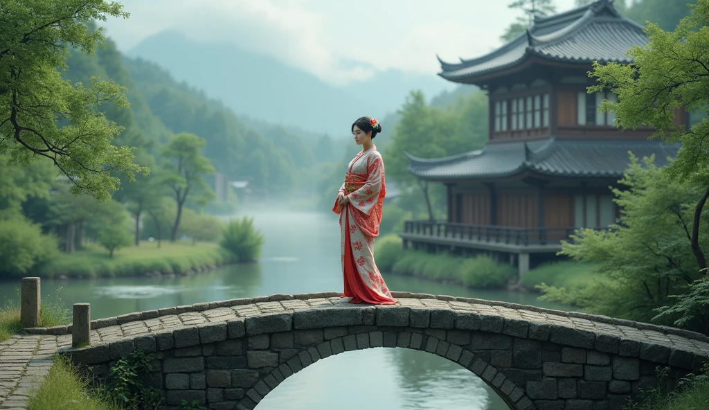 Chinese woman in red dress standing in field with bamboo tree, ancient Chinese princess, traditional Chinese art, palace, girl in Hanfu, ancient Chinese beauty, Chinese style painting, Chinese painting style, ancient garden behind her, Chinese Traditional, traditional Chinese painting, Chinese art, inspired by Qian Du, wearing ancient Chinese clothing