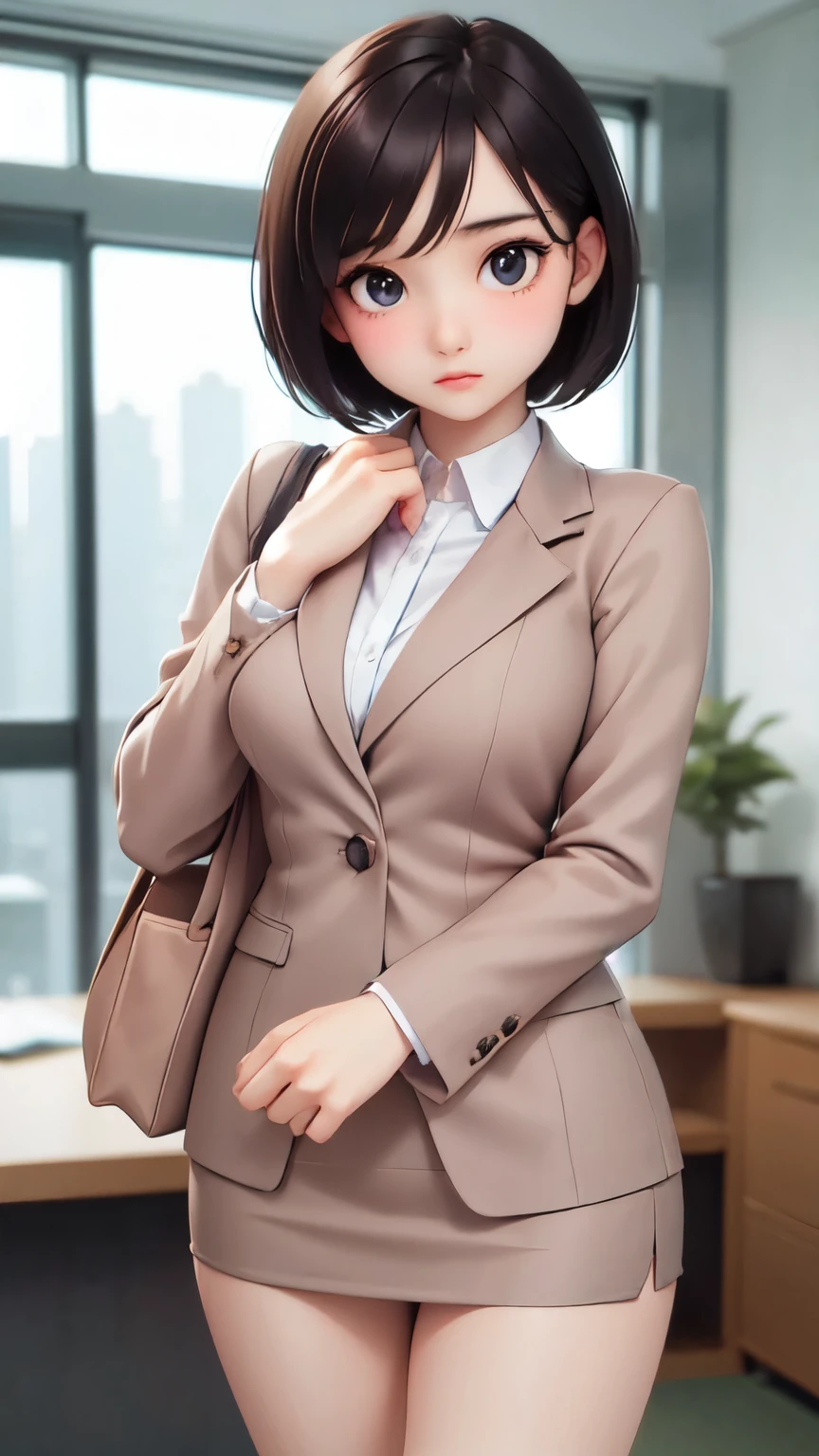 ((sfw: 1.4)), ((detailed face,  professional photography)), ((sfw, office lady, suit, extra short hair, sidelocks-hair, 1 Girl)), Ultra High Resolution, (Realistic: 1.4), RAW Photo, Best Quality, (Photorealistic Stick), Focus, Soft Light, (()), ((Japanese)), (( (young face))), (surface), (depth of field), masterpiece, (realistic), woman, bangs, ((1 girl))
