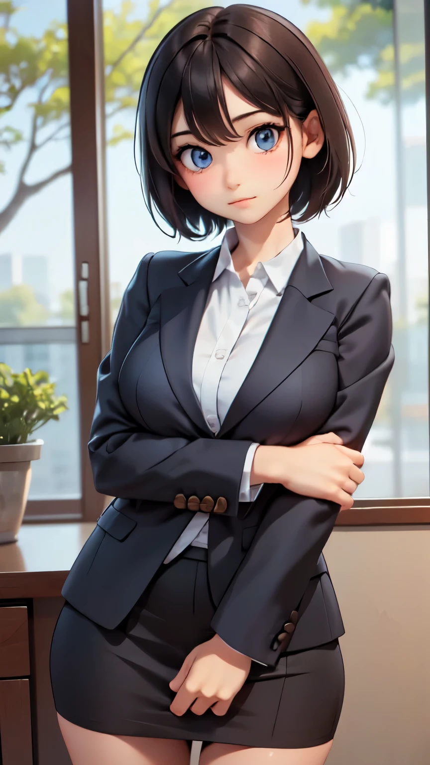 ((sfw: 1.4)), ((detailed face,  professional photography)), ((sfw, office lady, suit, extra short hair, sidelocks-hair, 1 Girl)), Ultra High Resolution, (Realistic: 1.4), RAW Photo, Best Quality, (Photorealistic Stick), Focus, Soft Light, (()), ((Japanese)), (( (young face))), (surface), (depth of field), masterpiece, (realistic), woman, bangs, ((1 girl))
