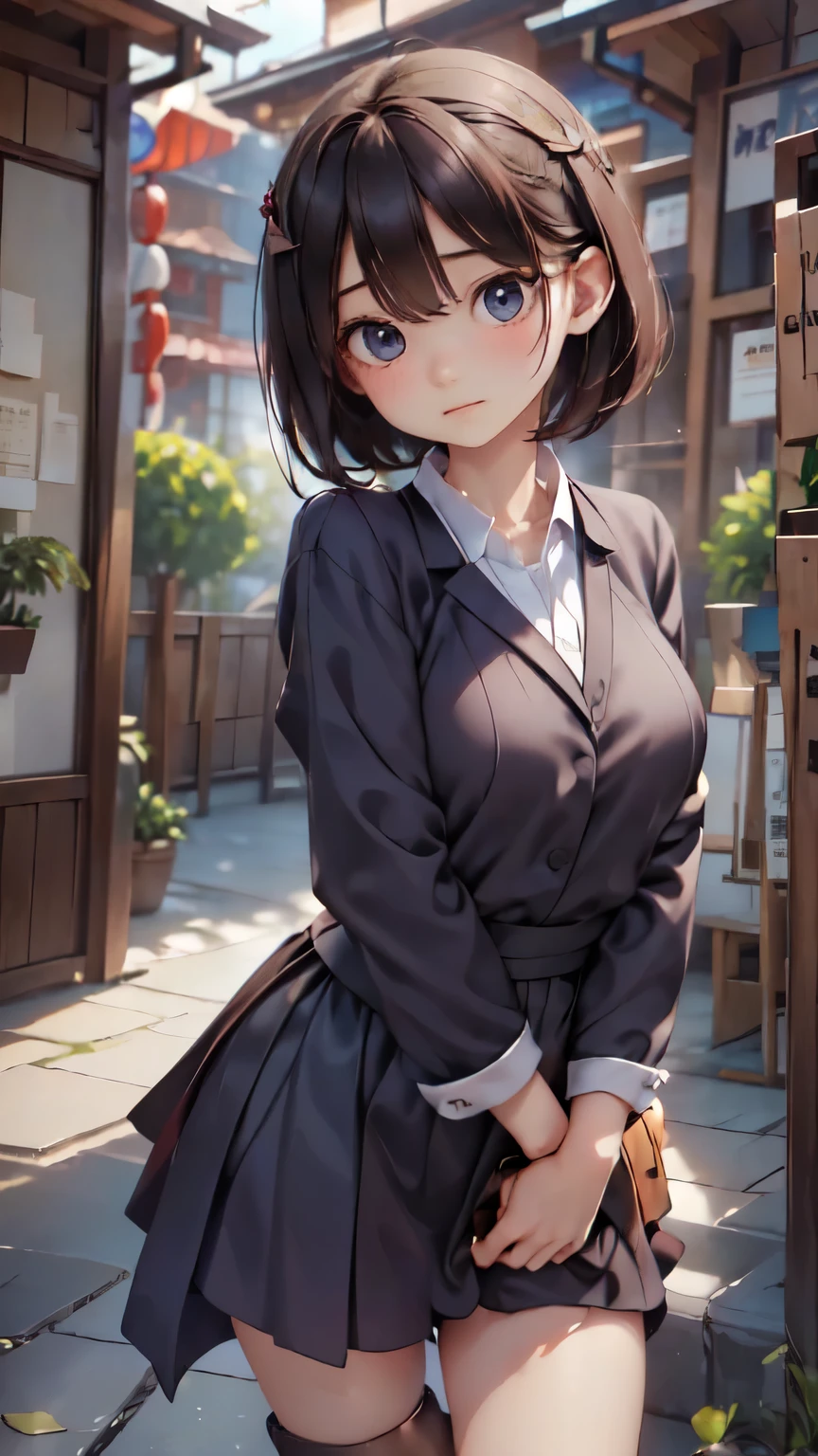((sfw: 1.4)), ((detailed face, professional photography)), ((sfw, office lady, suit, extra short hair, sidelocks-hair, 1 Girl)), Ultra High Resolution, (Realistic: 1.4), RAW Photo, Best Quality, (Photorealistic Stick), Focus, Soft Light, (()), ((Japanese)), (( (young face))), (surface), (depth of field), masterpiece, (realistic), woman, bangs, ((1 girl))