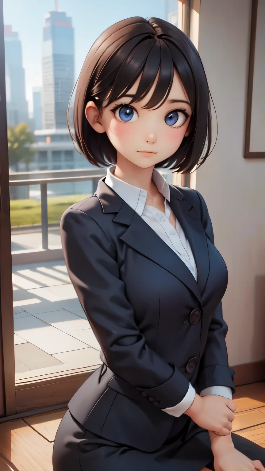 ((sfw: 1.4)), ((detailed face, professional photography)), ((sfw, office lady, suit, extra short hair, sidelocks-hair, 1 Girl)), Ultra High Resolution, (Realistic: 1.4), RAW Photo, Best Quality, (Photorealistic Stick), Focus, Soft Light, (()), ((Japanese)), (( (young face))), (surface), (depth of field), masterpiece, (realistic), woman, bangs, ((1 girl))