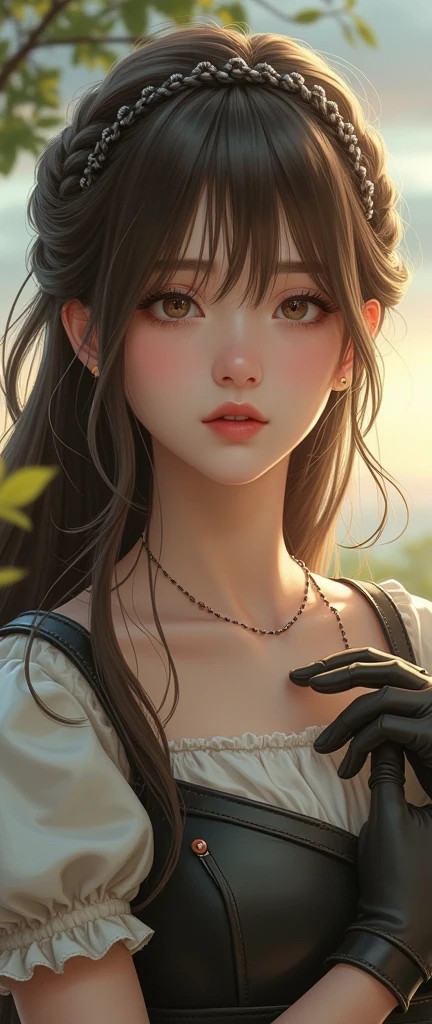 ((masterpiece)), ((Highest quality)), (Beautiful Japanese girl portrait), Eye for perfect detail, Face in perfect detail, Very elaborate nose, Open your mouth, ((Perfect muscle)), Perfect Teeth, A well-defined body, Tight clothing that shows the lines of the body, Charm, Perfect Face, Dimples on cheeks, Depth of written boundary, High resolution, ((Incredibly realistic skin texture)), (Well-proportioned hands), Thin lips, Random color hair, Floating multicolored hair, Narrow waist, Autumn mountain background