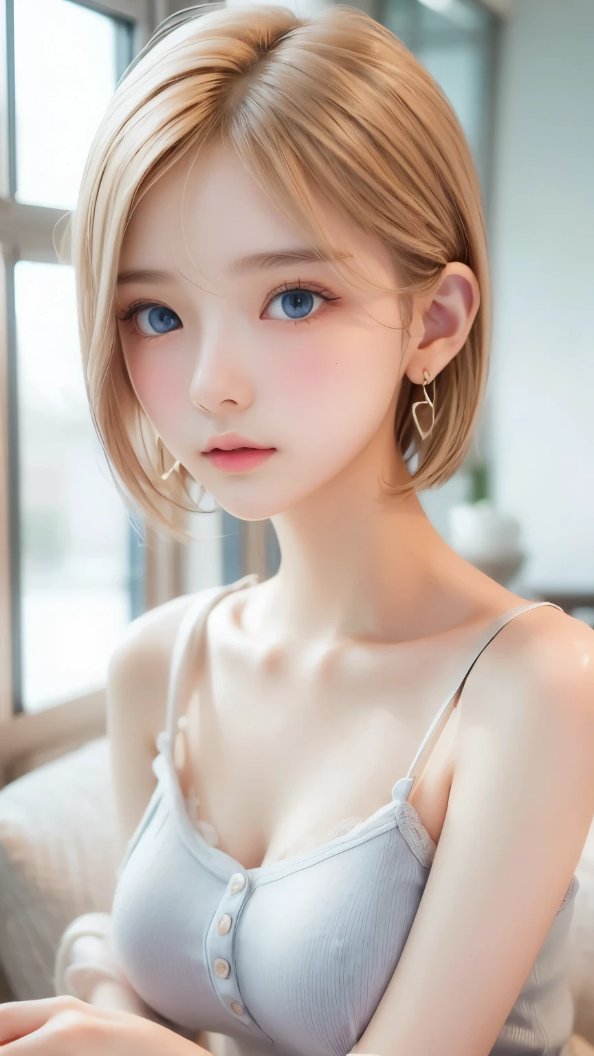 ((sfw: 1.4)), ((detailed face,  professional photography)), ((sfw, extra short hair, sidelocks-hair,  blond hair, Large, clear sky-blue eyes, earrings, 1 Girl)), Ultra High Resolution, (Realistic: 1.4), RAW Photo, Best Quality, (Photorealistic Stick), Focus, Soft Light, (()), (( (young face))), (surface), (depth of field), masterpiece, (realistic), woman, bangs, ((1 girl))
