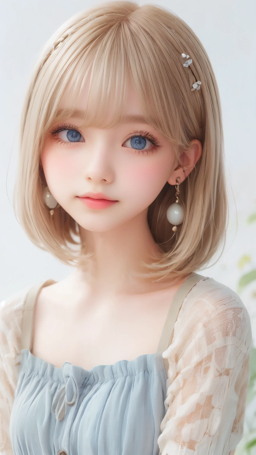 ((sfw: 1.4)), ((detailed face,  professional photography)), ((sfw, extra short hair, sidelocks-hair,  blond hair, Large, clear sky-blue eyes, earrings, 1 Girl)), Ultra High Resolution, (Realistic: 1.4), RAW Photo, Best Quality, (Photorealistic Stick), Focus, Soft Light, (()), (( (young face))), (surface), (depth of field), masterpiece, (realistic), woman, bangs, ((1 girl))
