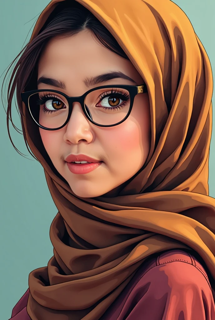 arafed woman wearing a red scarf and glasses posing for a picture, close up potrait, potrait, with accurate face, hijab, protrait, realism artstyle, semi realism, picture, mid shot portrait, taken at golden hour, portrait shot, portait photo profile picture