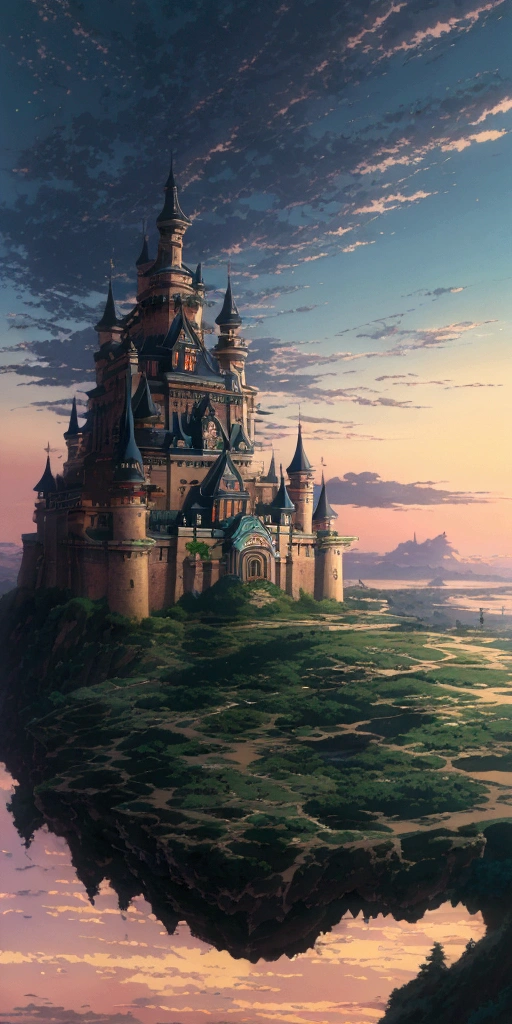 masterpiece, best quality, ultra-detailed, high resolution,High quality, high definition images, full HD, 8k,(anime style:1.3), Beautiful views、Mysterious Landscape、Floating Castle