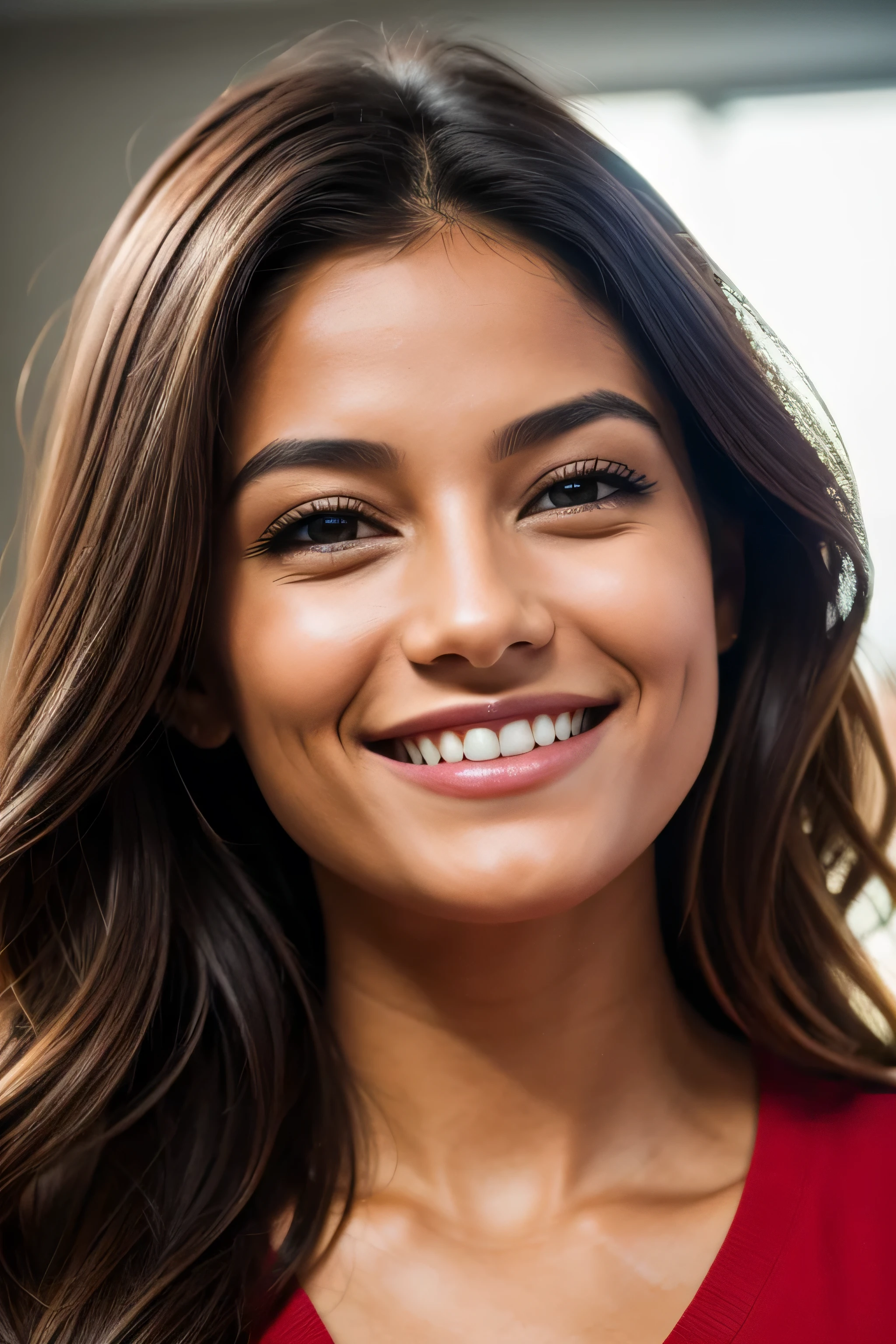 Morena bonita usando uma blusa bege (sentada dentro de um escritorio moderno), muito detalhado, 28 anos, cabelo de onda natural, cabelo longo, cabelo comprido, olhos azuis, mulher segurando um sinal, sorriso orgulhoso, mulher segurando uma caixa de produto, obra-prima, melhor qualidade, detalhes intrincados, altamente detalhado, foco nítido, pele detalhada, textura de pele realista, textura, olhos detalhados, profissional, 4k, sorriso charmer, tiro em Canon, 85mm, profundidade de campo rasa, Kodak Color Vision, extremamente detalhado, photo_\(ultra\), fotorrealista, realista, Post-processing, maximum detail, rugosidade, vida real, ultra realista, fotorrealismo, fotografia, 8k uhd, fotografia
(grain of film)
medium shot for close up shot
happy smile
atmospheric dark lighting