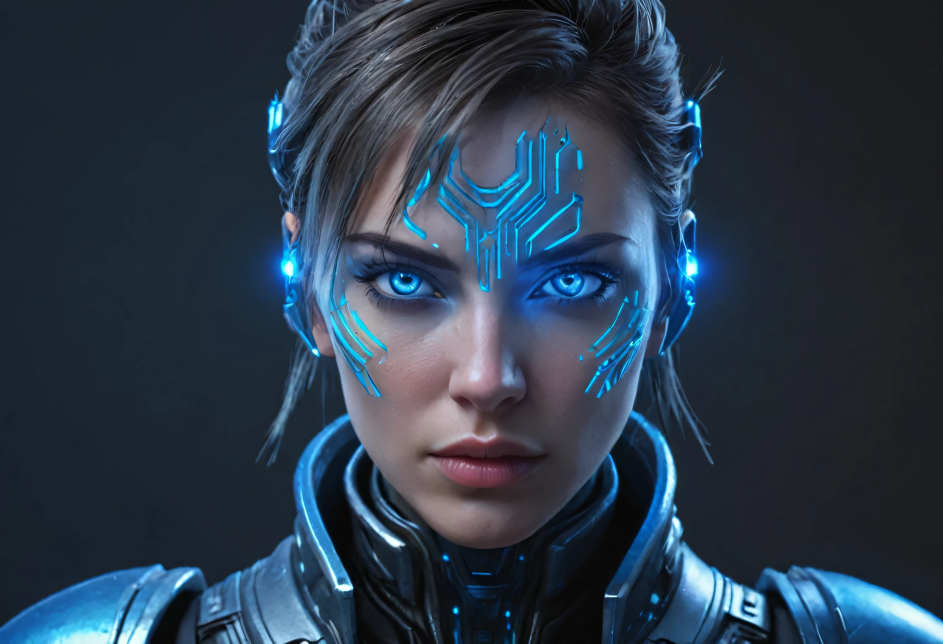 WOMAN'S FACE powerful armor, sharp look,
Frost, calls, Perfect details, (The best quality, 4k,
High resolution, masterpiece:1.2), ultra detailed,
realistic:
1.37, HDR-10, Studio lighting, bright colors, (cyberpunk,
Futuristic) style, Ice Blue Color Scheme, dynamic lighting. MOD ULTRA FACE 8k laser eyes