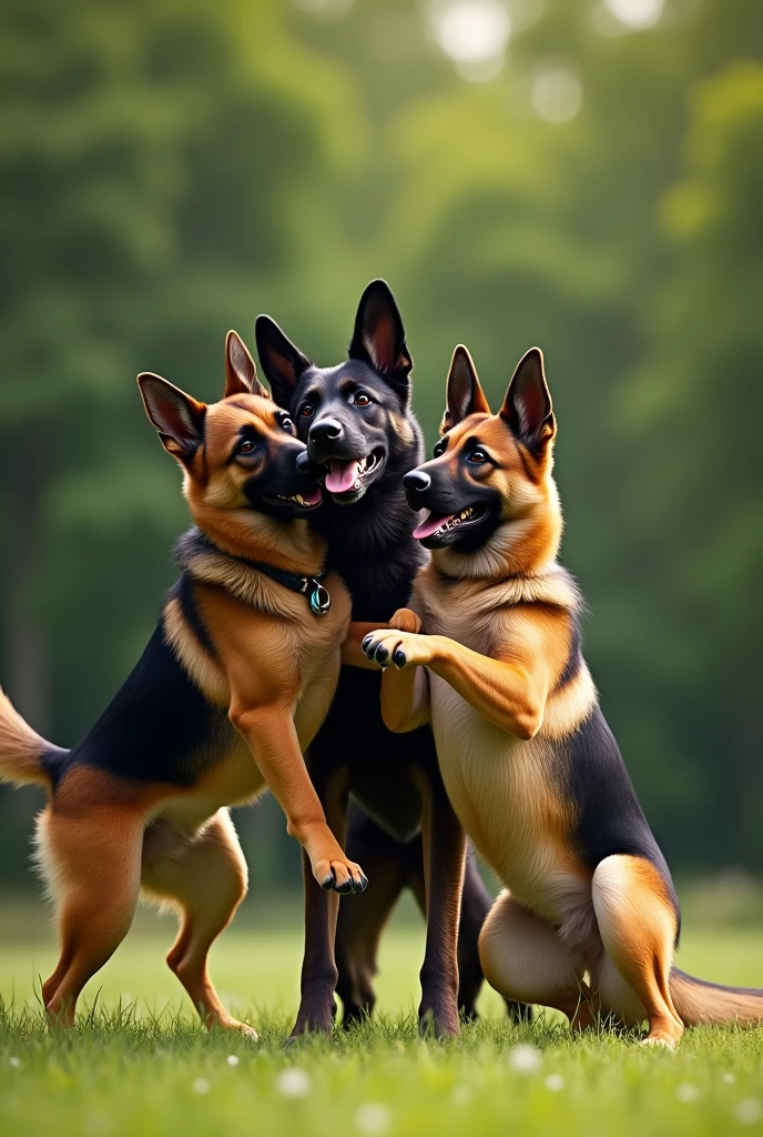 (a slightly skinny german shephard dog:1.1),playing in a ground,[green grass],long shot,(best quality:1.2,4k,highres),[HQ]