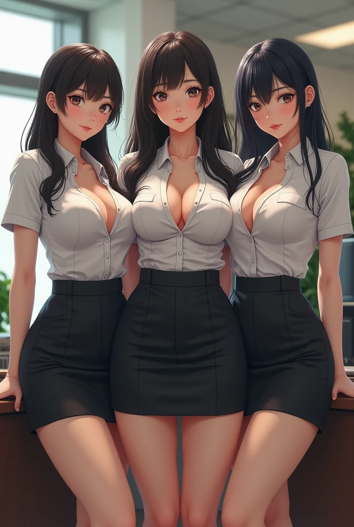 female, mature female, tall female, plus size, black hair, long hair, bangs, perfect hair, brown eyes, perfect eyes, beautiful body, perfect body, beautiful face, perfect face, upper body, huge , cleavage, perfect quality, perfect resolution, detailed, looking at viewers, office lady, black suit, skirt suit, classroom,Silver_Beauty,more_details:-1, more_details:0, more_details:0.5, more_details:1, more_details:1.5, full body (NSFW breasts), hdri, extremely naked, nude, nua, pelada, nsfw, gigantic breast 1.9, no half legs