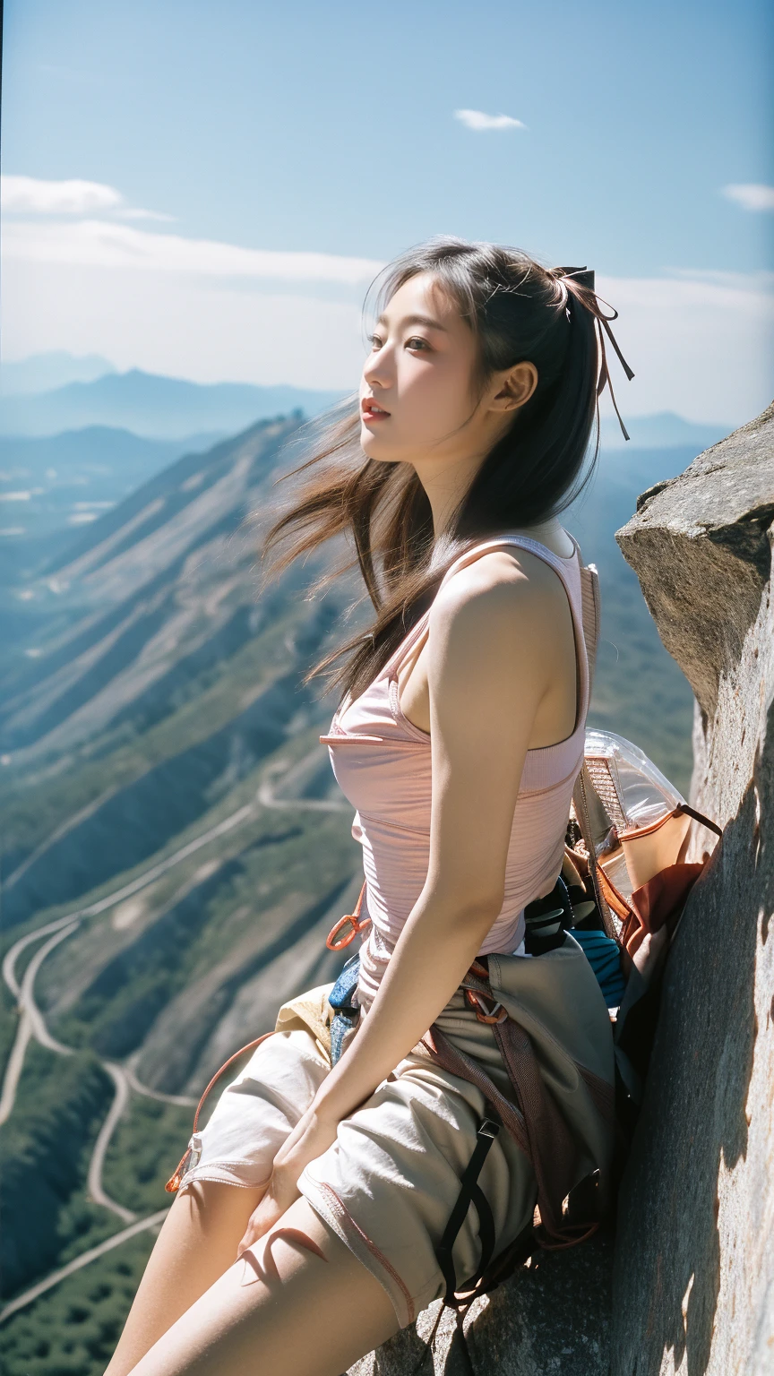 (nsfw), amateur photograph
occsan
(rock climbing up the side of a towering mountain peak, dressed in practical hiking gear, her muscular legs propelling her upwards, the breathtaking view from the summit visible below her.:1.4)
huge breasts
perky breasts
hanging breasts slim, thin, small waist
(beautiful skin), (beautiful eyes), cellulite, (detailed skin, skin blemish:1.2), (nude), (big breats), (no clothes).
24mm, soft cinematic light, RAW photo, intricate, elegant, highly detailed, sharp focus, ((((cinematic look)))), soothing tones, insane details, hyperdetailed, low contrast, exposure blend, hdr, faded, shot on Canon Ae-1, taken on an old-school 35mm film, (analog photography), shadow, f1.4, Iso 800 grain, ultra high res, Best quality, masterpiece, ((color image)), intimate, drop shadow, clear background, (best quality:1.2), (highly detailed:1.1)
