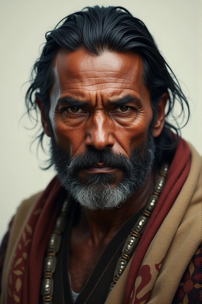 A Indian middle age man with deep black skina and good looking