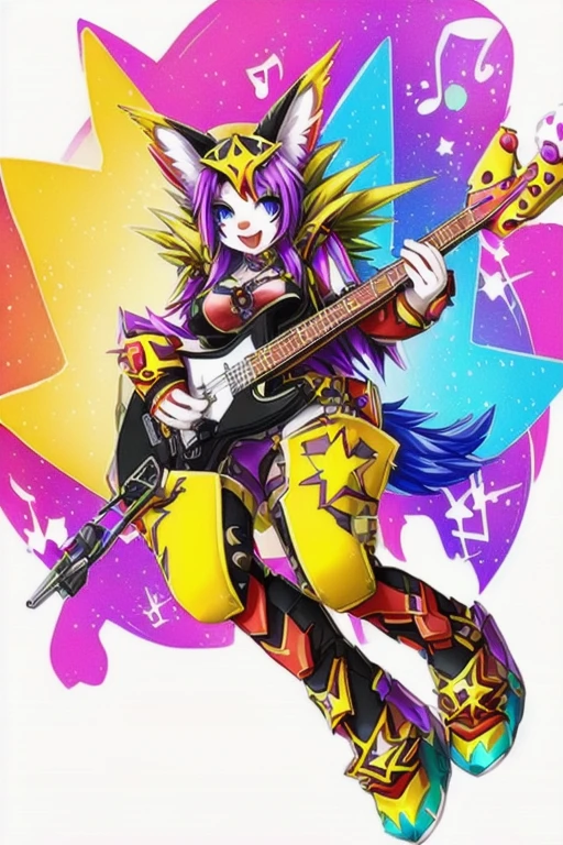 Female furry idol rock star pop music singer farzane wild cat digimon style 