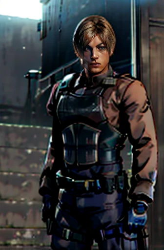 Leon S. Kennedy, SWAT outfit, tall, sexy body, erect, embarrassed