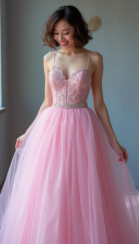 Teenage girl in a prom dress