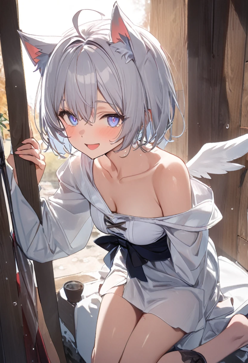 girl,Horse&#39;s ears,short hair,Ribbon hair ornament,Horse tail,bottomless,Spread your legs,Pussy,NSFW