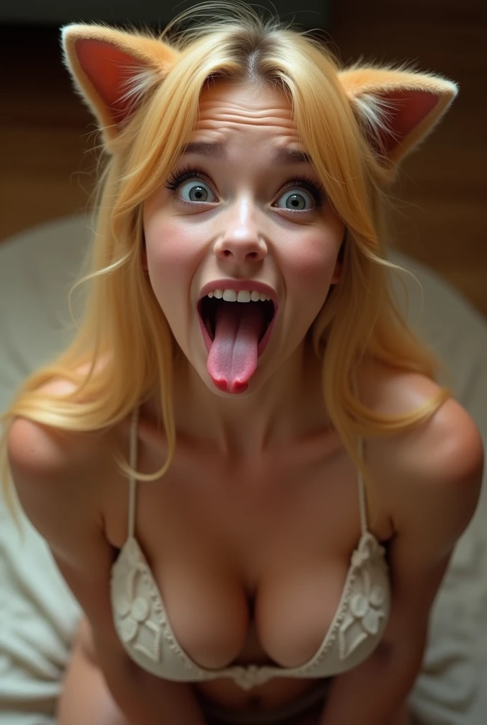 1girl, Breasts, Open Mouth, Simple background, High Resolution, Blonde Hair, Long Pointy Ears,