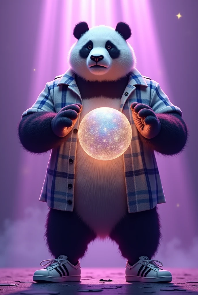 Bear glowing neon blue gown, Realistic style