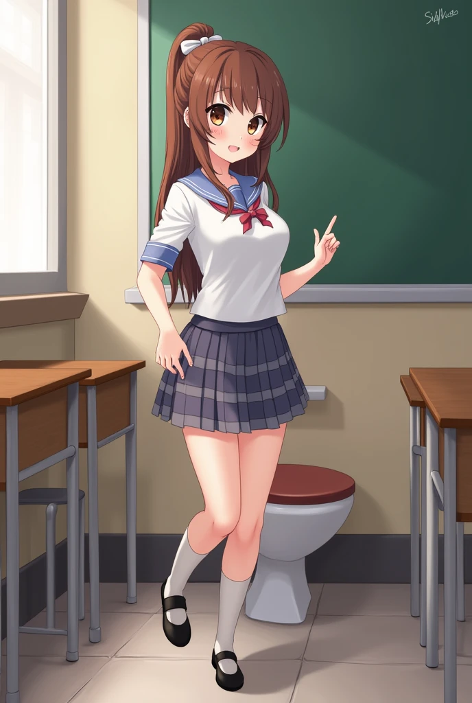 full body, barefoot, masterpiece, a beautiful schoolgirl, long hair, (fantasy refrigerators background), erotic photoshoot, a desk, from behind, schoolgirl uniform, shackles on legs, barefoot ,happy face, looking to the viewer, big open eyes, blush