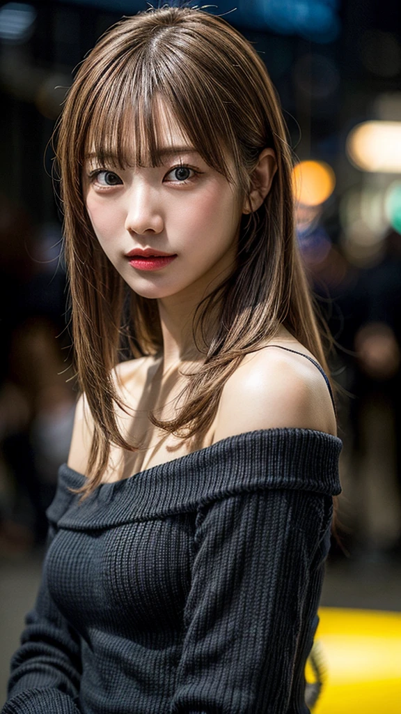 Highest quality, Tabletop, Ultra-high resolution, (Realistic:1.4), RAW Photos, One Girl, Off the shoulder, In the Dark, Deep Shadow, Modest, Cold Light, Detailed skin