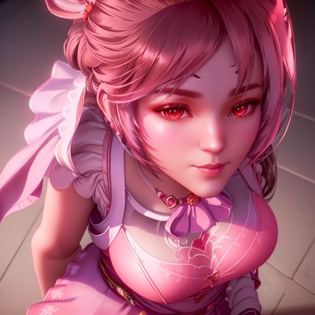 close up of a woman wearing a hood and a pink dress, smooth anime cg art, detailed digital anime art, kawaii realistic portrait, realistic anime 3 d style, 8k high quality detailed art, high quality portrait, inspired by Li Mei-shu, photorealistic anime girl render, artgerm. high detail, trending on cgstation, Xiaowu