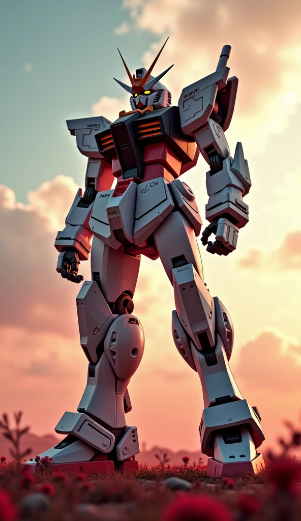 (best quality, ultra-detailed, photorealistic: 1.39), bright and vibrant colors, studio lighting, romantic,The background is a battlefield,The size is 18m,One large,(((Gundam inspired by the zero fighter:1.3)))High resolution, masterpiece, accurate, 最high quality, High detail, High-resolution model, high quality, Ultra high definition, ダイナミックポーズ