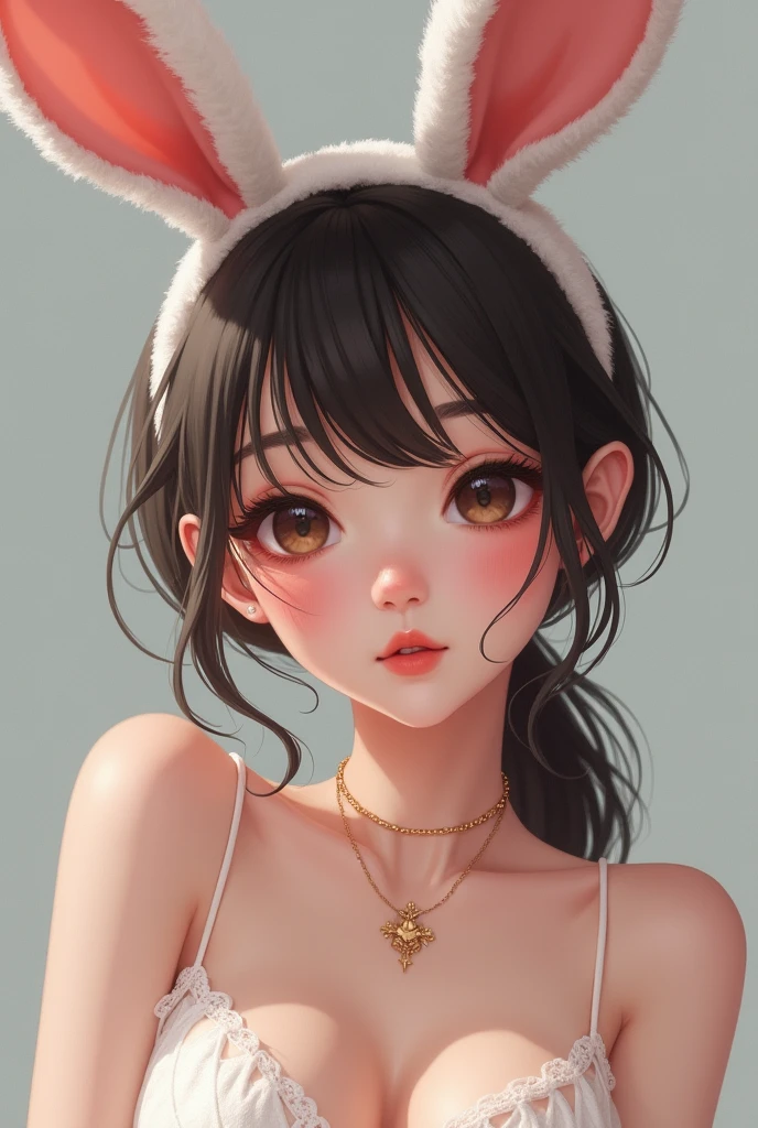 Cute girl with mouse ears and black hair