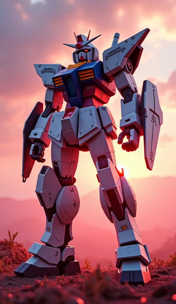 (best quality, ultra-detailed, photorealistic: 1.39), bright and vibrant colors, studio lighting, romantic,The background is a battlefield,The size is 18m,One large,(((Gundam inspired by the zero fighter:1.3)))High resolution, masterpiece, accurate, 最high quality, High detail, High-resolution model, high quality, Ultra high definition, ダイナミックアングル、アクションポーズ