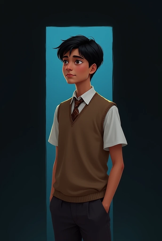 (masterpiece, best quality:1.2), Book Cover, "mystery school",a boy with dark hair, mysterious, dark, dark school background, foggy